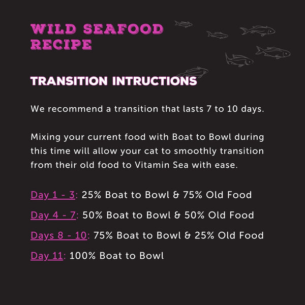 Boat to Bowl's cat food is natural nutrition straight from the sea